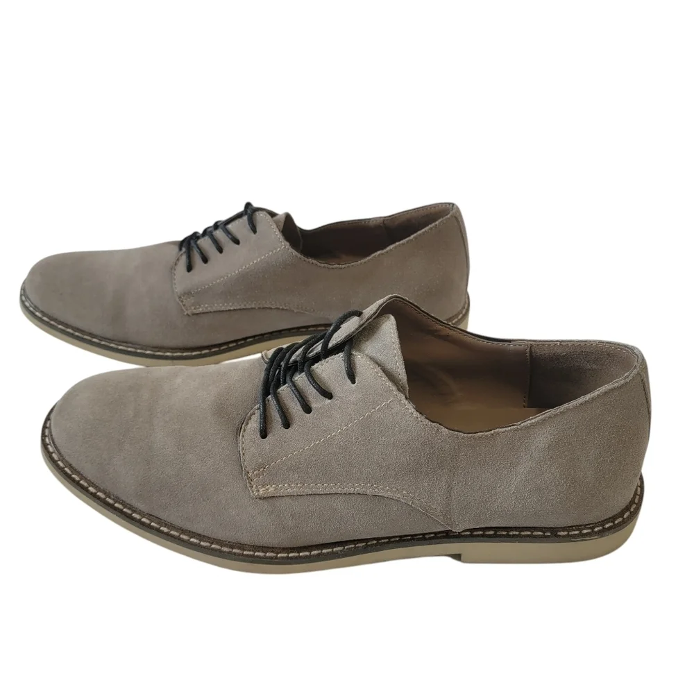 BANANA REPUBLIC Suede Oxford Men's Sz 12 Gray Lace-Up Business Casual Minimalist